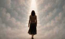 Las 12 Leyes del Karma y las deudas kármicas Mujer subiendo por una escalera de luz y las deudas kármicas