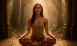 7 Posturas de yoga para equilibrar los Chakras Mujer realizando yoga en un entorno sagrado