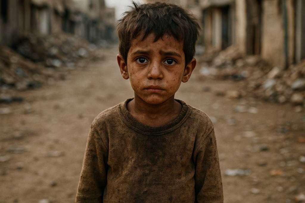 Niño pobre en Gaza