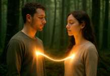 El equilibrio entre Dar y Recibir en las Relaciones Una pareja con una conexión de luz en sus corazones y el dar y recibir